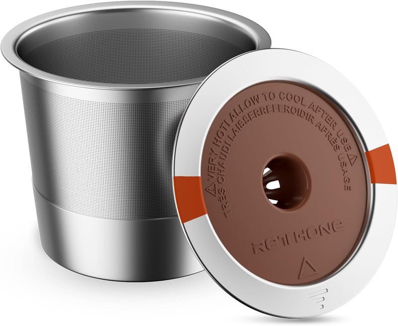 RETHONE K Cup Reusable Coffee Pods, Stainless Steel Reusable K Cups Compatible with Keurig 1.0 & 2.0 Coffee Machines Brewers Refillable K Cups (1 Pack) - Image 1